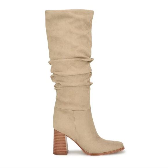 Nine West Domaey Tan Dress Knee High Boot Size 9.5M Suede Slouchy Block Heel NIB - Picture 9 of 12